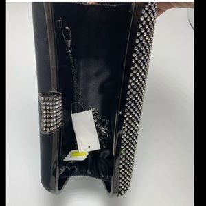 Clutch Purse black Iridescent Clear Rhinestone